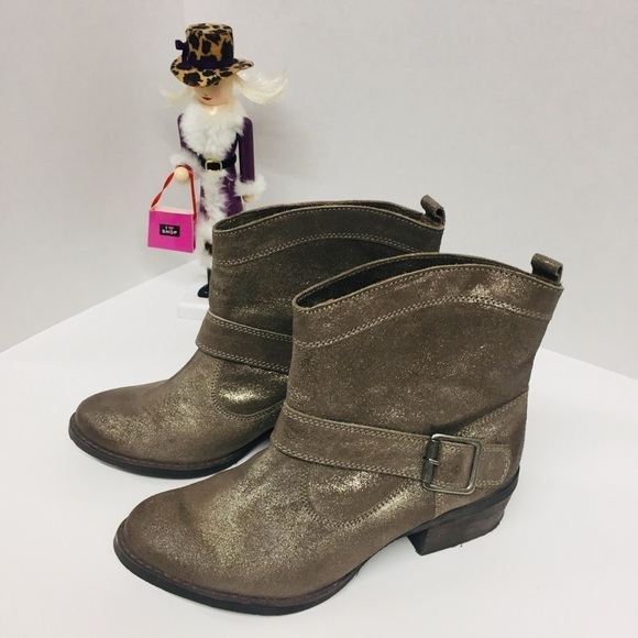 Naughty Monkey Metallic Suede Booties Size 7.5 - Picture 1 of 7